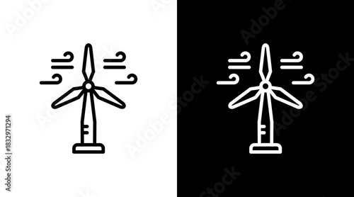 Wind Turbine  White Icon Set Design
