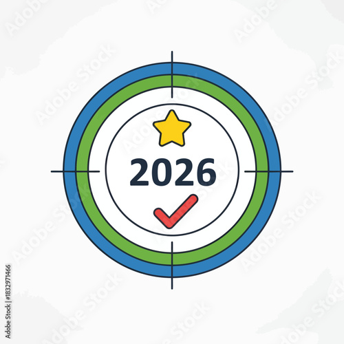 Achieving success in 2026 with a target-focused goal. A marked milestone for future accomplishments, celebrating annual objectives