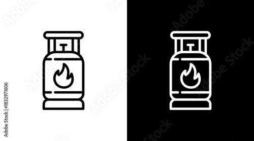 Gas Cylinder  White Icon Set Design
