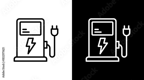 Charging Station  White Icon Set Design