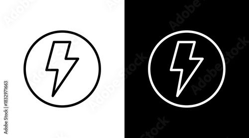 Lightning Bolt  White Icon Set Design