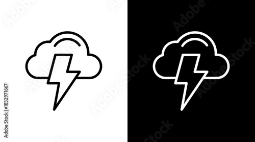 Thunderstorm  White Icon Set Design