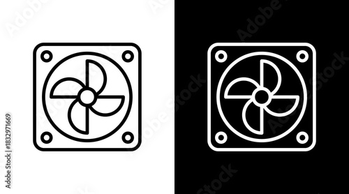 Cooling Fan  White Icon Set Design