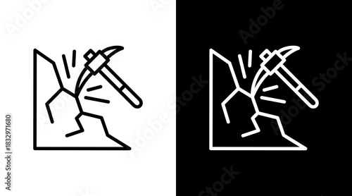 Mining  White Icon Set Design