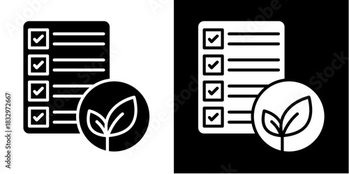 Eco Checklist Icon Set White Style Collection
