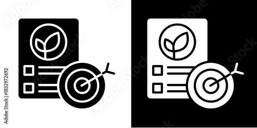 Green Goals Icon Set White Style Collection
