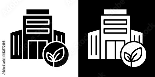 Sustainable Office Icon Set White Style Collection
