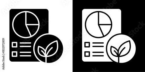 Green Report Icon Set White Style Collection
