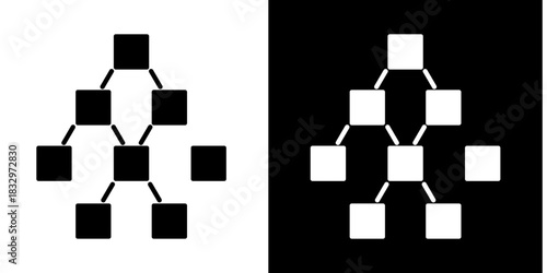 Tree Chart Icon Set White Style Collection
