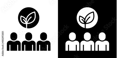 Eco Team Icon Set White Style Collection
