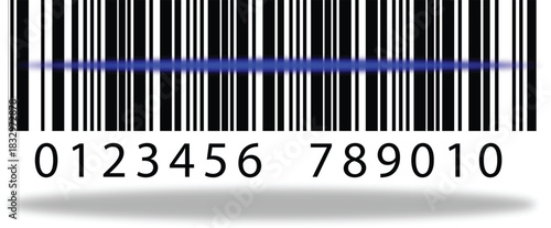 Barcode with blue neon line glowing isolated on transparent background. Vector icon.