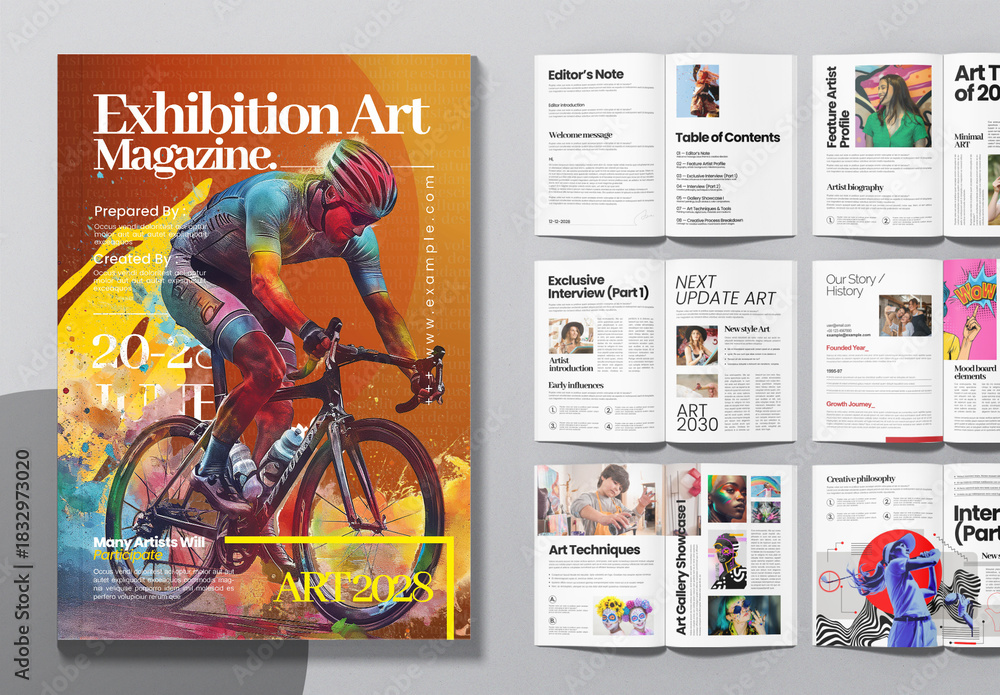 Exhibition Art Creative Modern Artistic Showcase Magazine Layout Stock ...