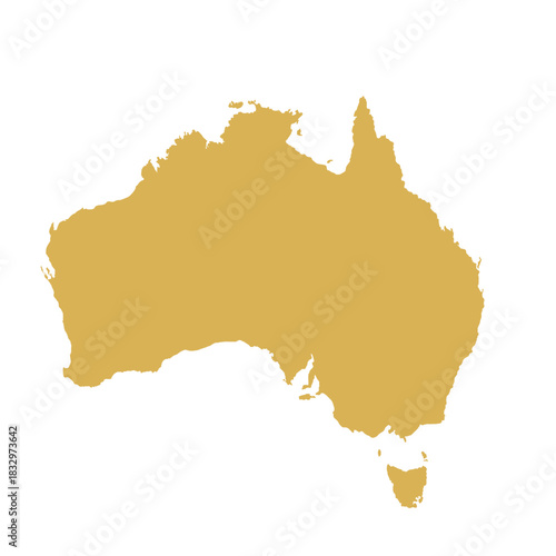 Map of Australian, sign silhouette. World Map Globe. Vector Illustration isolated on white background. African continent.