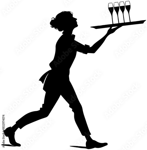 Server with Champagne Tray – Hospitality Silhouette