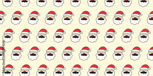 Santa Claus patterned background with festive repeating motifs perfect for holiday decorations and cheerful card designs