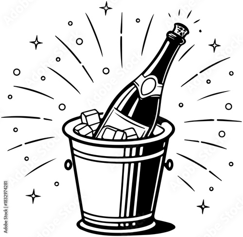 Champagne in Ice Bucket – Celebration Silhouette