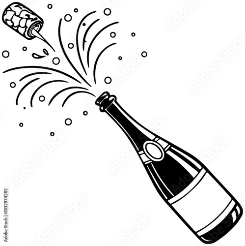 Champagne Bottle Popping – Festive Burst Silhouette