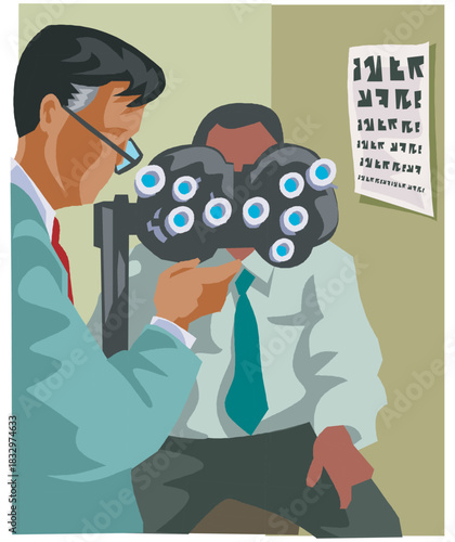 Eye Exam: A patient undergoes a comprehensive eye examination, with an ophthalmologist meticulously assessing visual acuity, ensuring optimal eye health