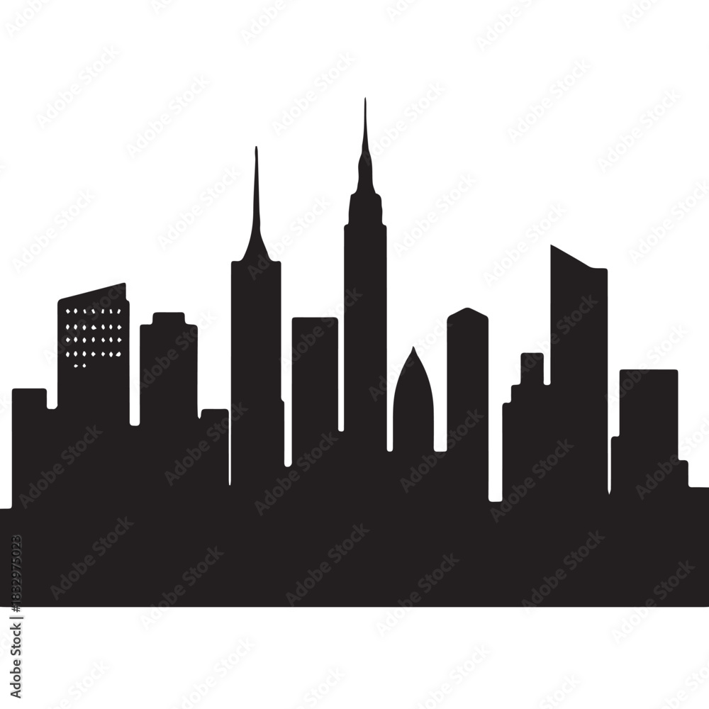 Fototapeta premium City skylines, silhouette of the city. Cityscape with buildings, Modern city with layers 