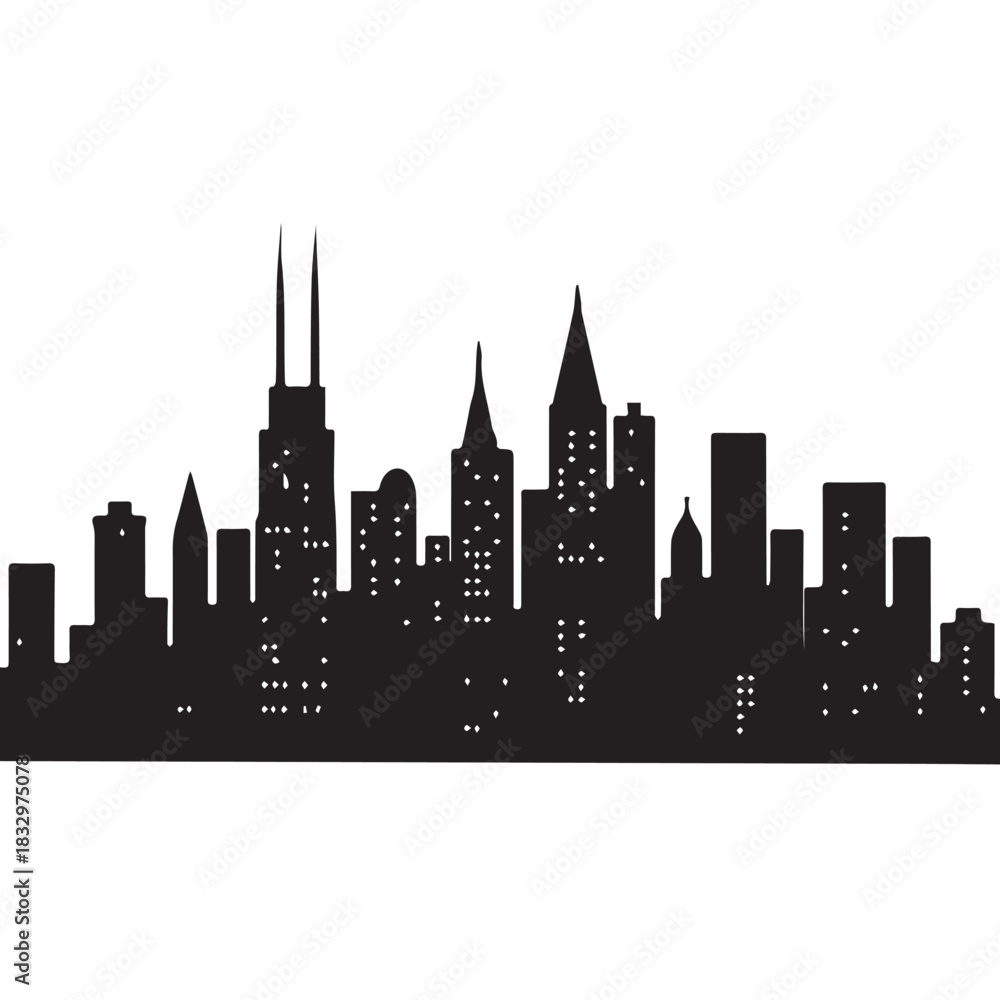 Fototapeta premium City skylines, silhouette of the city. Cityscape with buildings, Modern city with layers 