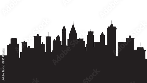 City skylines, silhouette of the city. Cityscape with buildings, Modern city with layers
