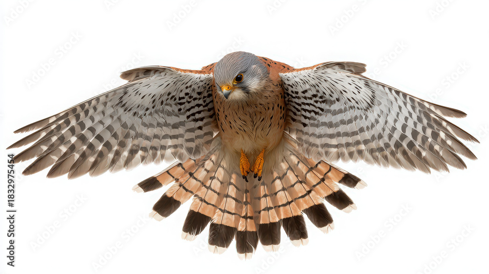 Obraz premium common kestrel hovering over white background