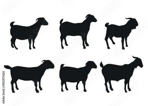 Goat Silhouette Collection  Farm Animal Vector Set for Agriculture & Livestock Themes