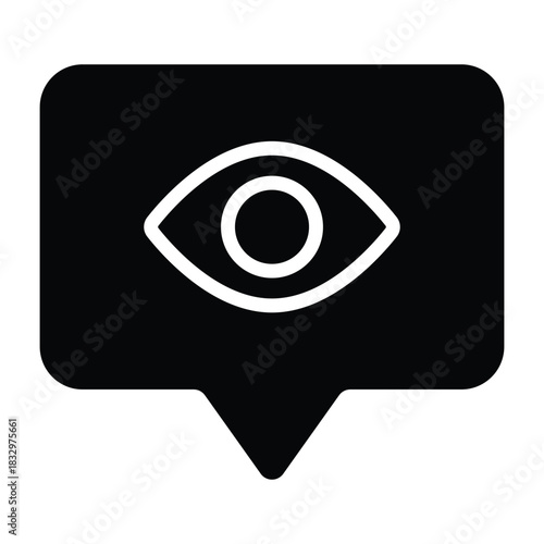 Solid black eye symbol on pointer base, ideal for visibility, privacy settings, interface design, and monitoring visuals.