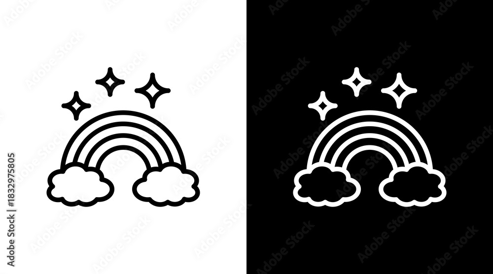 Naklejka premium Rainbow White Icon Set Design
