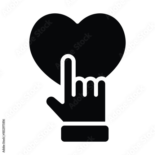 Solid black heart held by a hand, ideal for charity, care, relationship themes, wellness visuals, or emotional content.
