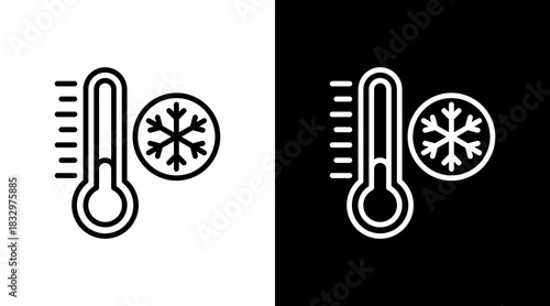 Cold Temperature  White Icon Set Design