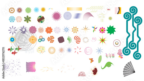 Geometric Floral Design Elements: A collection of meticulously crafted geometric floral design elements, perfect for adding a touch of elegance and visual interest to any creative project.