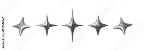 Star sparkle glow with grain and noise, creating soft halftone spray textures. These sparkle star elements with grain and noise work as twinkle highlights for minimalist design, decoration