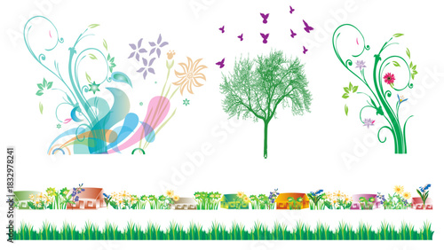 Floral Ornamentation and Botanical Borders: A vibrant collection of floral elements and botanical borders bursting with life and artistic flair. 