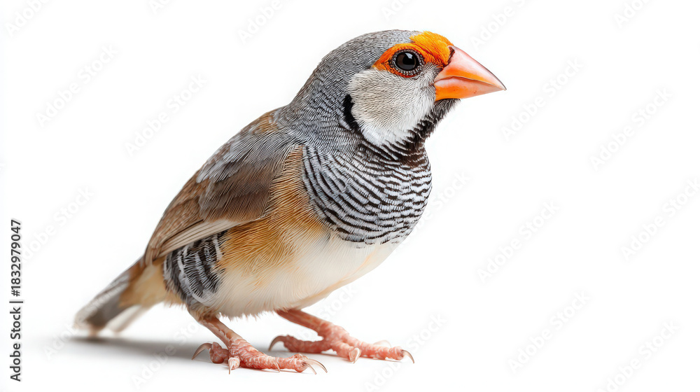 Naklejka premium zebra finch exotic bird isolated on white background