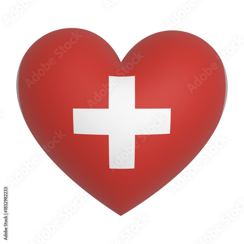 heart with Switzerland flag icon vector illustration 