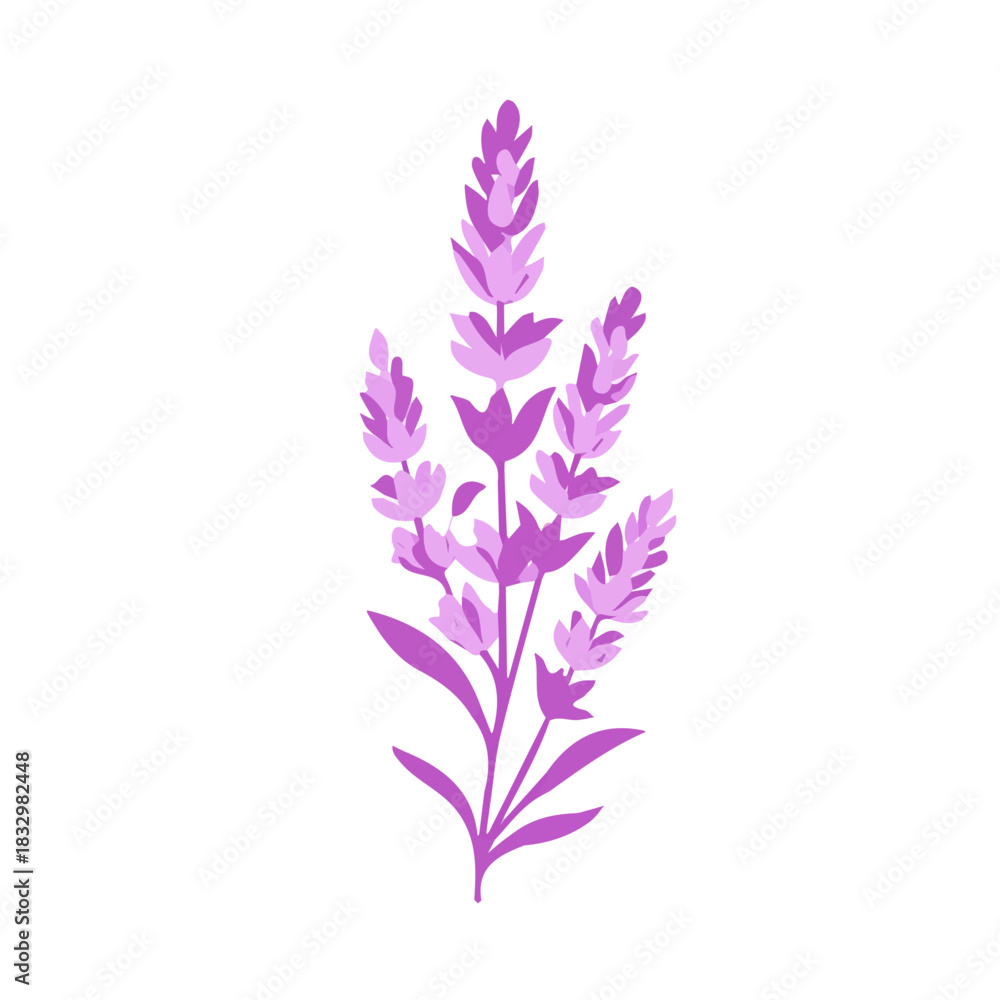 Fototapeta premium A_Simple_flat_2D_icon_lavender_sprig_isolated_on_a_white
