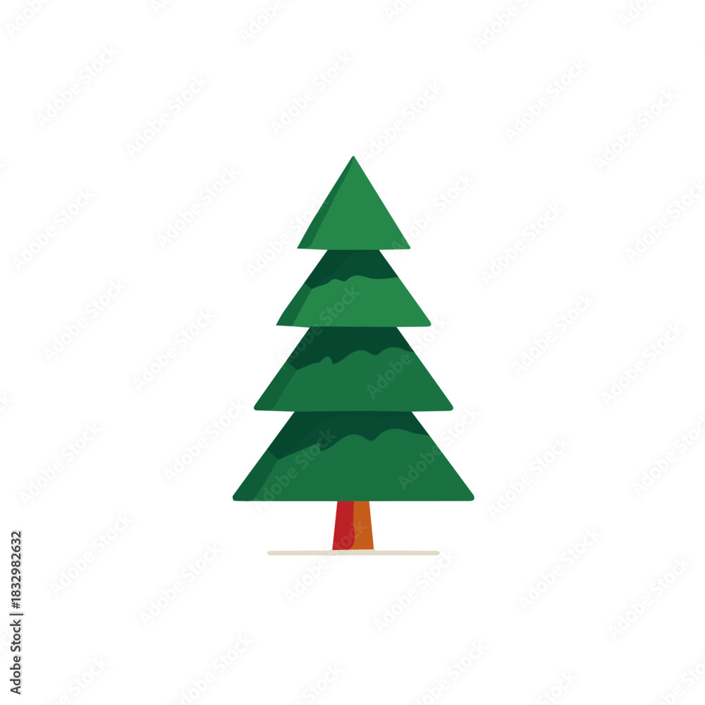 Fototapeta premium Cute_Simple_flat_2D_icon_mini_table_Christmas_tree_isolated_Christmas set collection