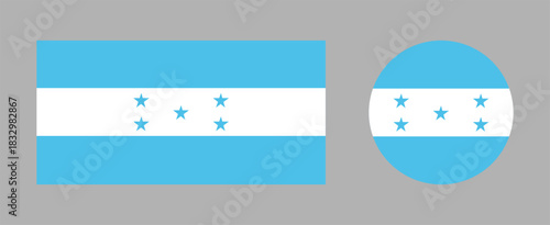 Honduras country flag. Republic of Honduras round, rectangular shape, button, banner. National flag badge circle, rectangle background.