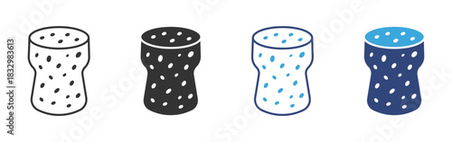 Cork icon set, Natural Bottle Stopper Material, Wine Closure Plug and Beverage Sealing concept icon, vector illustration.