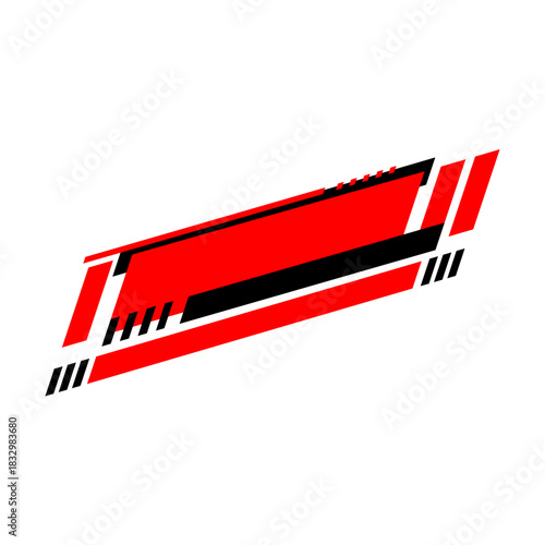 Black and red abstract dynamic strips sports graphic element.