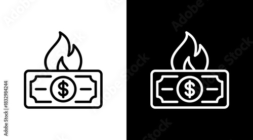 Burning Money  White Icon Set Design