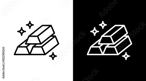 Gold Bar  White Icon Set Design