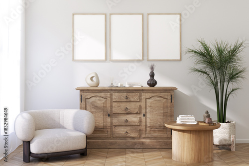 Tthree frame mockup. 3d render.