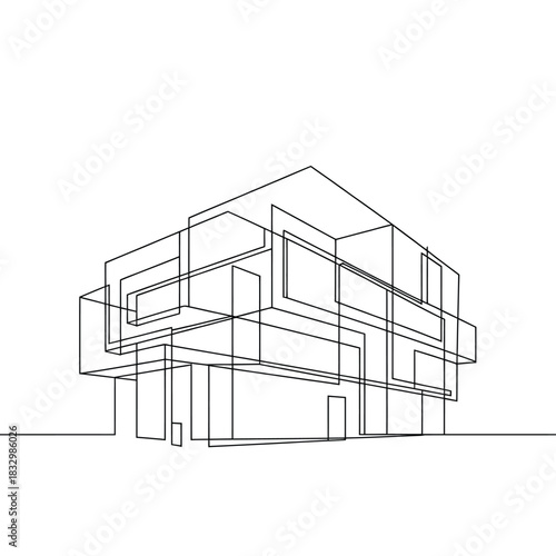 Modern architectural sketch of a minimalist house design