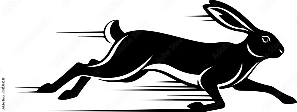 Obraz premium Running Hare Silhouette Illustration