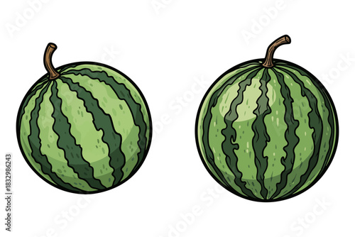 Two Vibrant Watermelons A Sweet Summer Treat, Perfect for Recipes and Fresh Eating