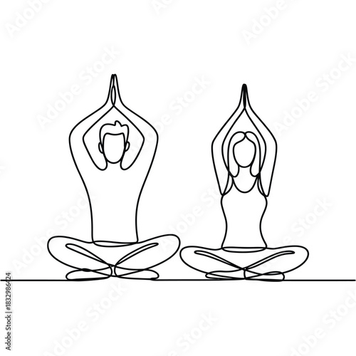 Couple practicing yoga meditation in lotus pose together