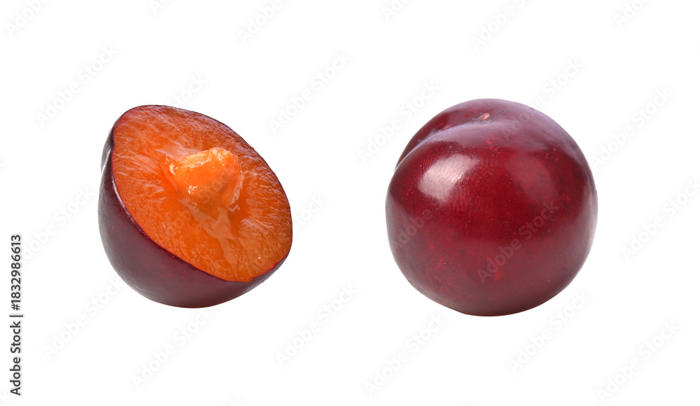 Fototapeta premium Red plums fruit on transparent png
