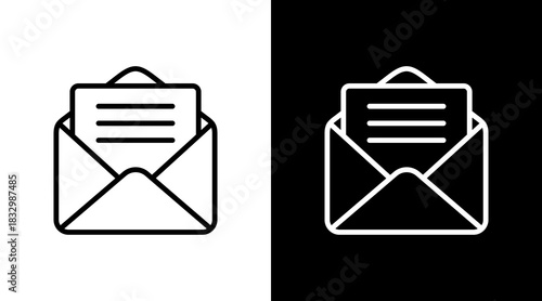 Open Mail  White Icon Set Design